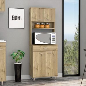 Helis 60 Pantry Double Door Cabinet, One Drawer, Four Legs, Three Shelves