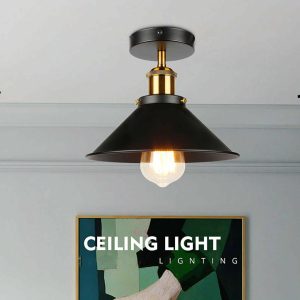 Modern Industrial Vintage Style Ceiling Light Fittings Metal Flush Mount Shade~2144